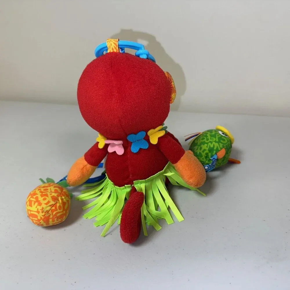 Infantino Mallory Monkey Hawaiian Plush Toy Sensory Rattle Stuffed Animal Play